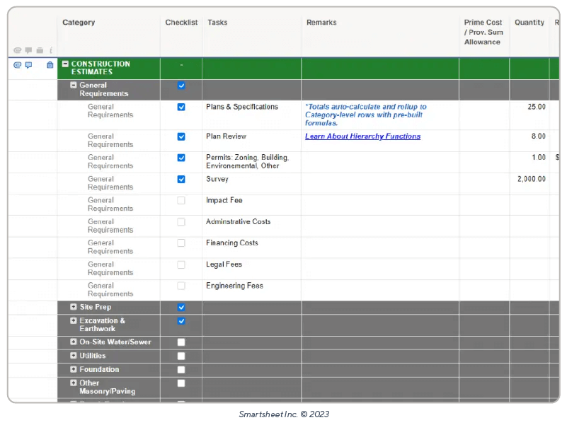 construction estimator template smartsheet