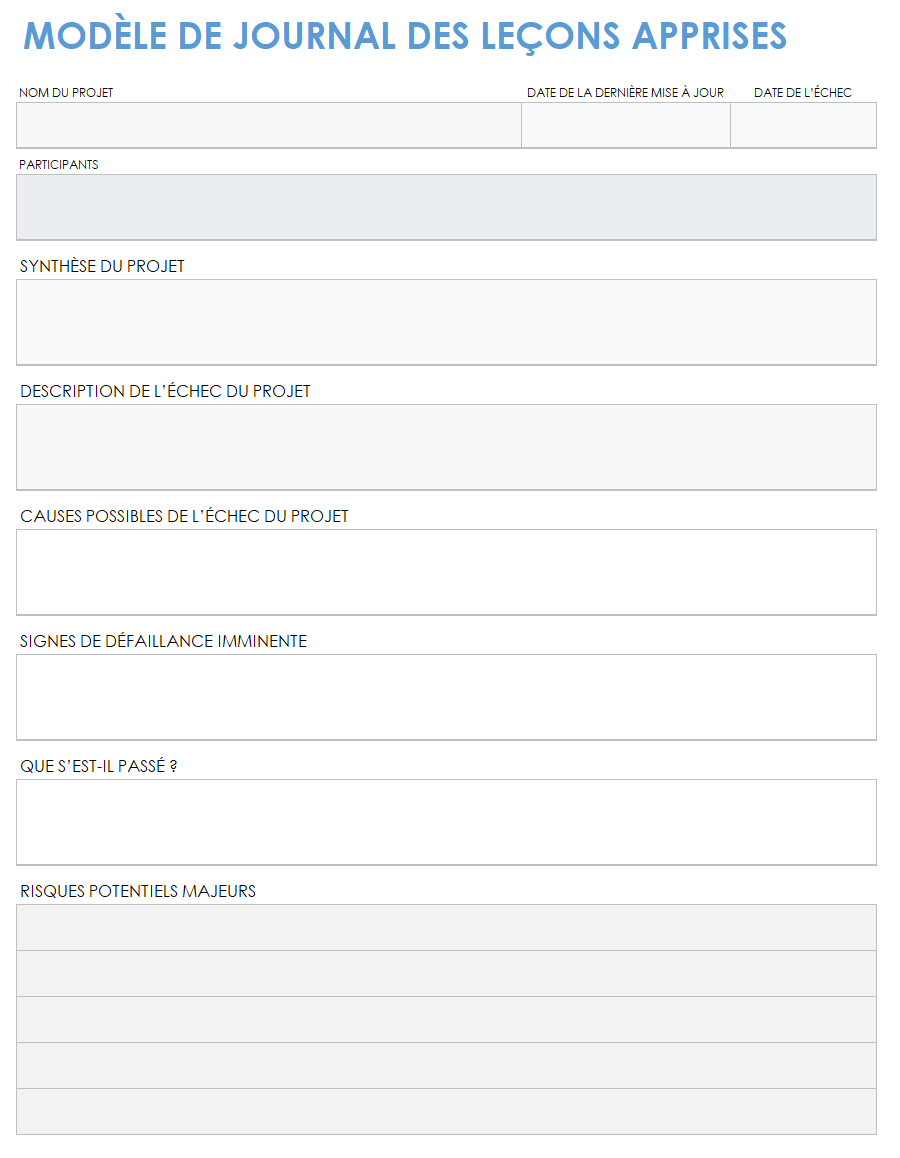 Journal des leçons apprises