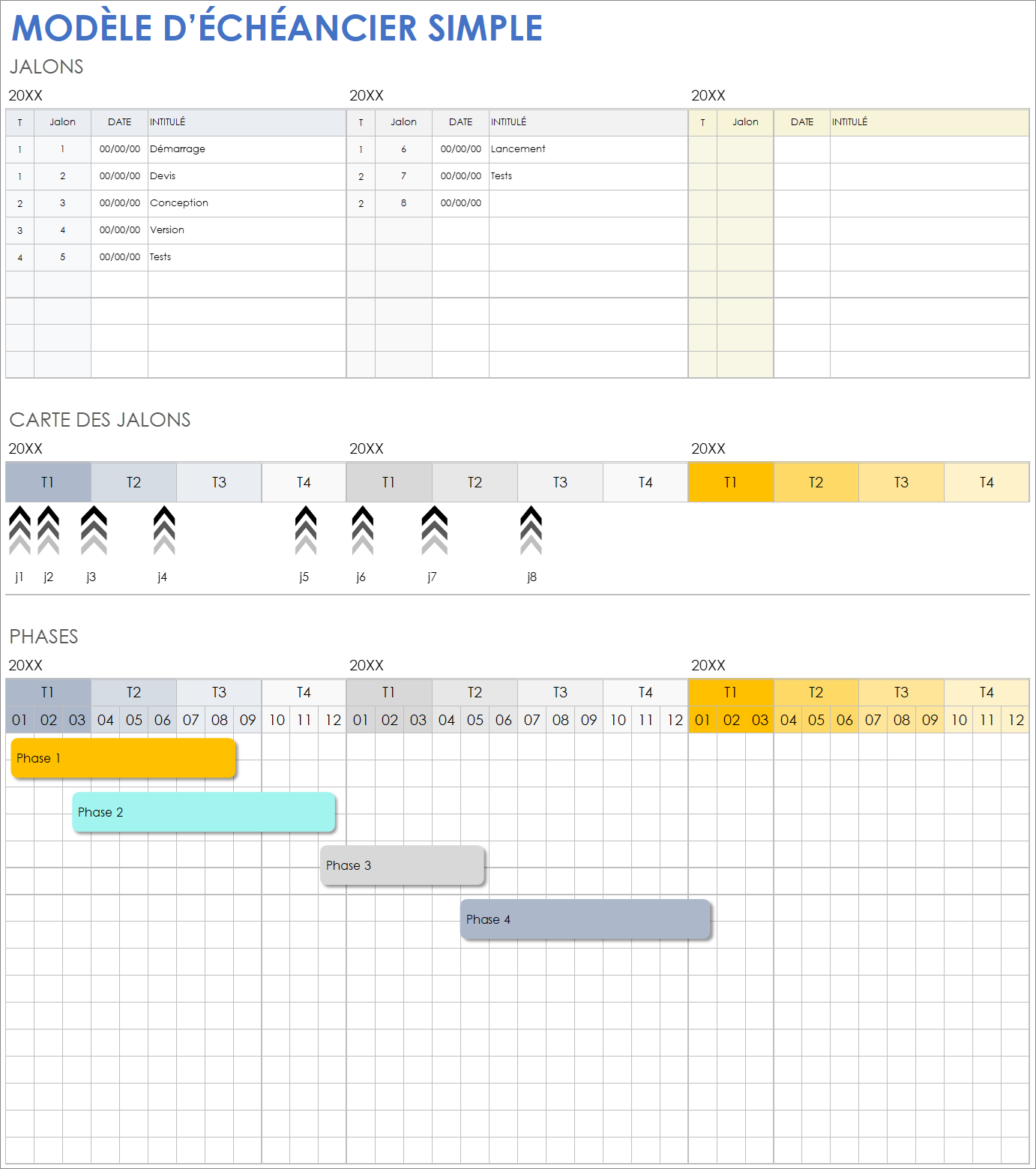  Modèle de chronologie simple Google Sheets