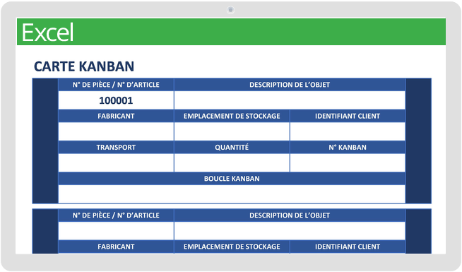 Modèle de carte Kanban de base