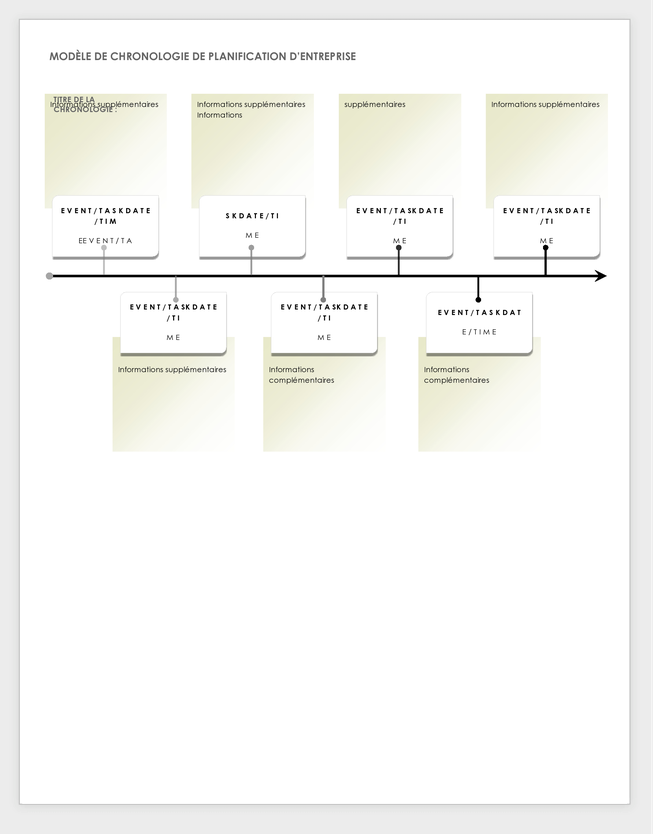 Modèle de calendrier de planification d'entreprise