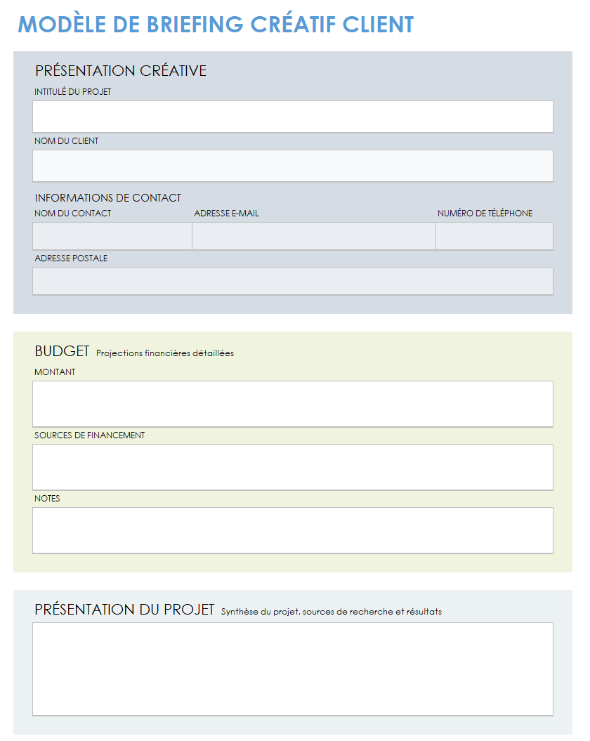 Modèle de brief de création client