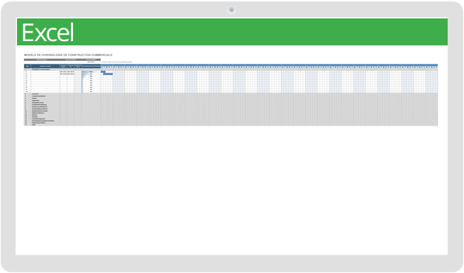 Modèle de calendrier de construction commerciale