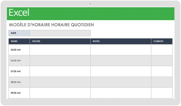 Horaire horaire quotidien