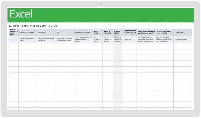 Modèle de registre des risques ISO
