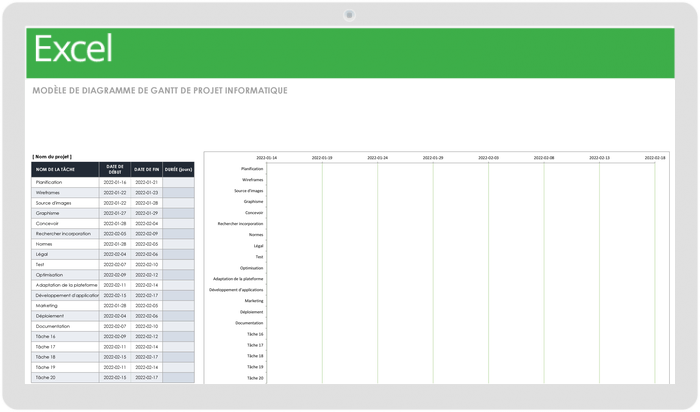 Modèle de diagramme de Gantt de projet informatique-17216