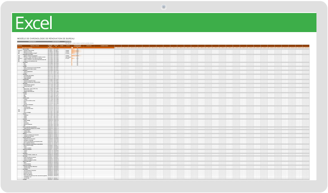 Modèle de calendrier de rénovation de bureau