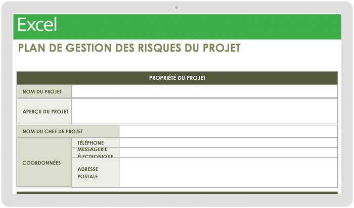  Modèle de plan de gestion des risques du projet