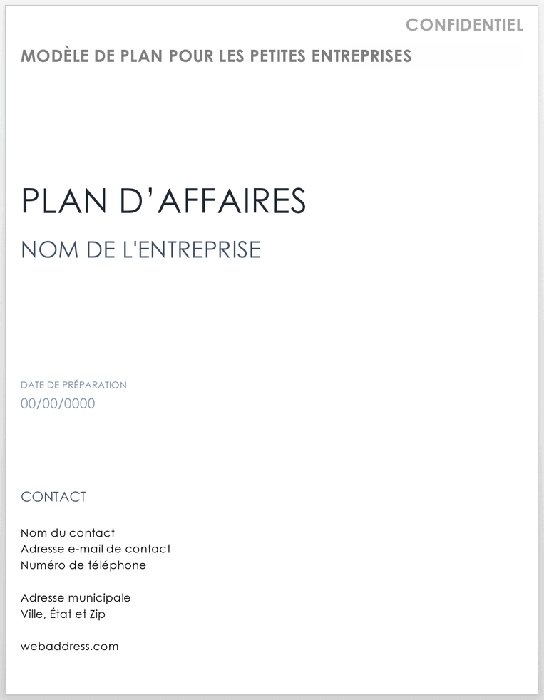 Modèle de plan de petite entreprise